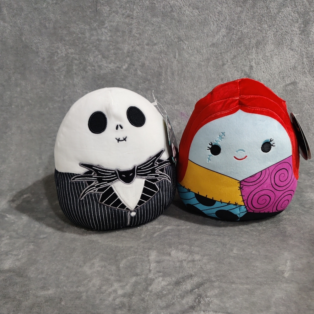 KELLYTOY/DISNEY 2021 Squishmallows TNBC Jack & Sally Plushie Bundle